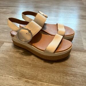 UGG April Espadrille sandal with 2.5” platform heel.